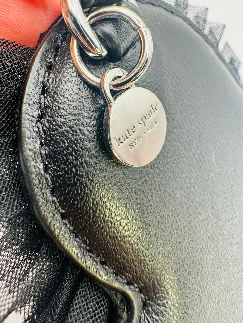 Kate Spade Charmed Tulle Heart Bag Charm - Black Dual-Sided